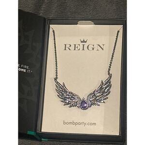 RBP7649 Flying Fierce Above all wing necklace Dark Violet CA Hematite plating